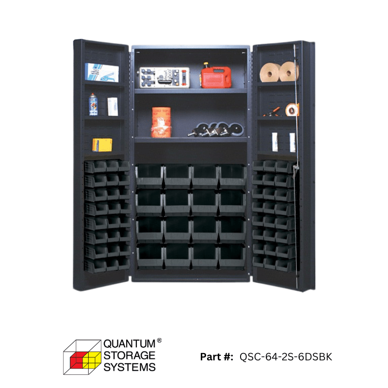 Quantum (QSC-64-2S-6DS) 36" x 24" x 72" All Welded Bin Cabinet w/ 64 Bins