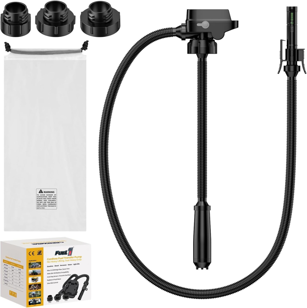 Automatic Cordless Fuel Transfer Pump, 3.2 GPM Gas Can Pump Battery Powered, Compatible with DeWalt 20V & Milwaukee M18, for Lawn Mower, Tractor, Generator Fueling, Boat, Classic Car (All Purpose Gas Solutions)