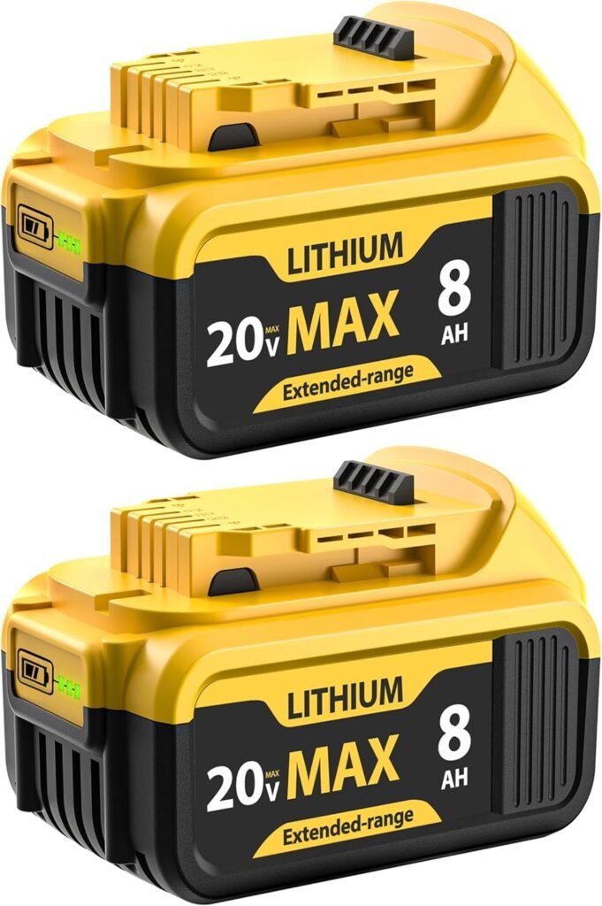 2-Pack 8000mAh Replacement for Dewalt 20V Max Battery Compatible with DCB200 DCB201 DCB206 DCB207 Battery Packs for Dewalt 20V Tools and Chargers