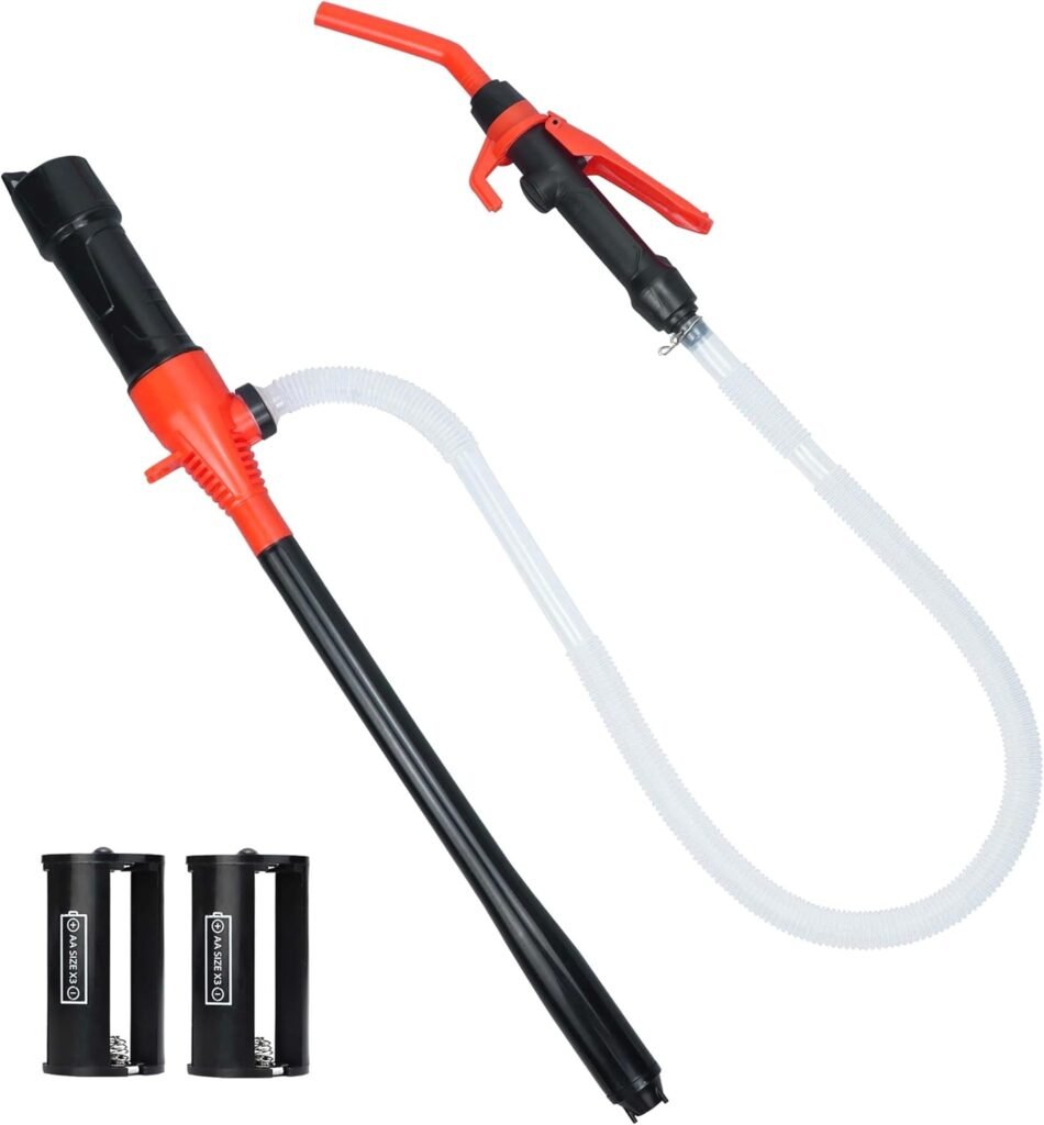 Portable Battery Powered Gas Transfer Pump, Battery Operated Liquid Water/Fuel Transfer Pump with Adjustable Flow Control, 2.2 Gallons per Min, Electric Siphon Pumps for Fuel Diesel Gas Can (Caliber)