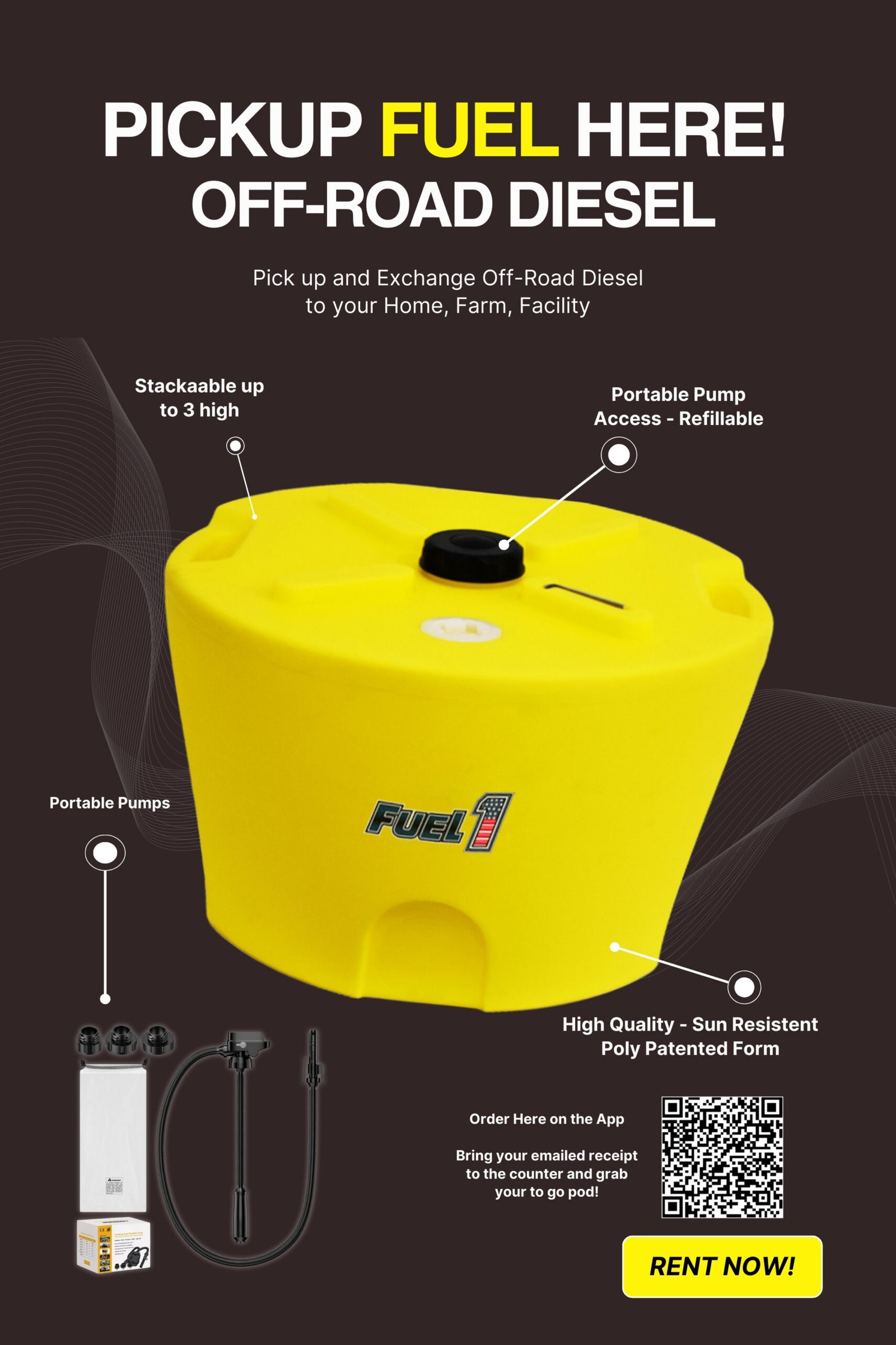 Diesel Pod Daily Rental - 20 Gallon Ready to Go - Full - Pod Pickup and Return - Off Road Diesel