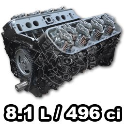 8.1 L 496 CID - Long Block Model - Inboard Engine - Remanufactured