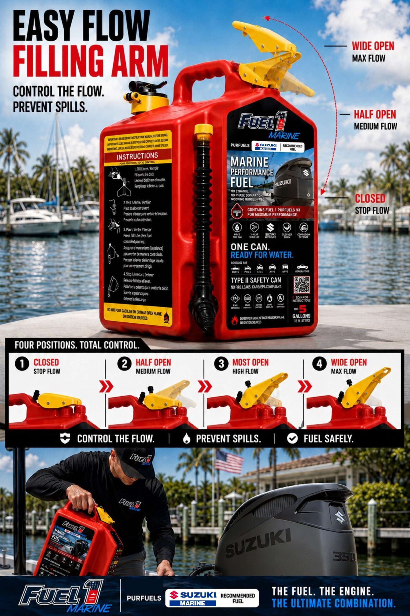 5 Gallon Gasoline Type II Safety Can (Suzuki Marine Dealer) - Image 2