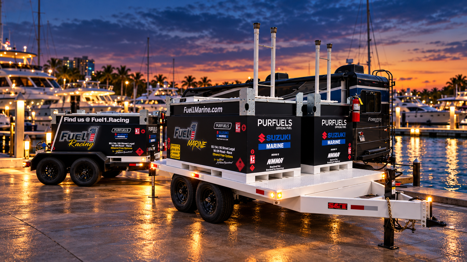 Fuel 1 mobile fuel tanks at a marina